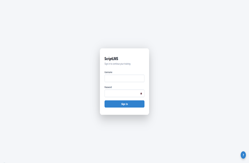 ScriptLMS staff training portal right after signing in
